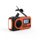 Emergency Radio Solar Hand Crank Portable Rechargeable Battery Powered Orange - Front View