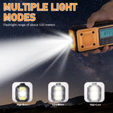 Emergency Radio Flashlight 4000mAh Hand Crank Portable AM/FM Radio for Camping Outdoor Emergencies Orange - Side View