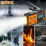 Emergency Radio Flashlight 4000mAh Hand Crank Portable AM/FM Radio for Camping Outdoor Emergencies Orange - 45-Degree Angle
