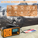 Emergency Radio Flashlight 4000mAh Hand Crank Portable AM/FM Radio for Camping Outdoor Emergencies Orange - Rear View