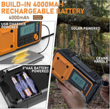 Emergency Radio Flashlight 4000mAh Hand Crank Portable AM/FM Radio for Camping Outdoor Emergencies Orange - Close-Up Angle