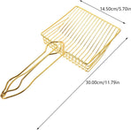 Gold Plated Metal Wire Cat Litter Scoop Square Design Ergonomic Handle