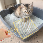 Gold Plated Metal Wire Cat Litter Scoop Square Design Ergonomic Handle