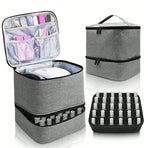 Large Capacity Grey Makeup Organizer Case - Cosmetic Storage Beauty Bag for Makeup Tools