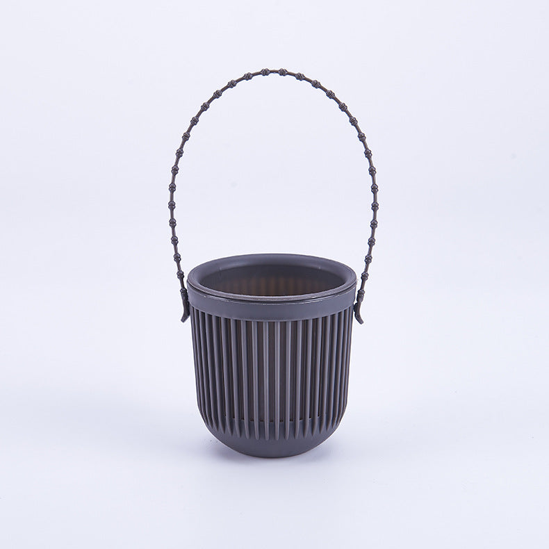Ceramic Flower Pot - Indoor/Outdoor Use - Break Resistant - Black - 1 Piece - Wall-Mounted Planter