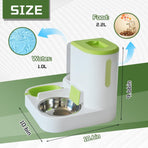 Automatic Pet Feeder 1 Piece Dog Cat Food Bowl Water Bowl Green