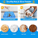 Slow Feeder Dog Cat Bowl Blue 1 Piece Pet Food Bowl
