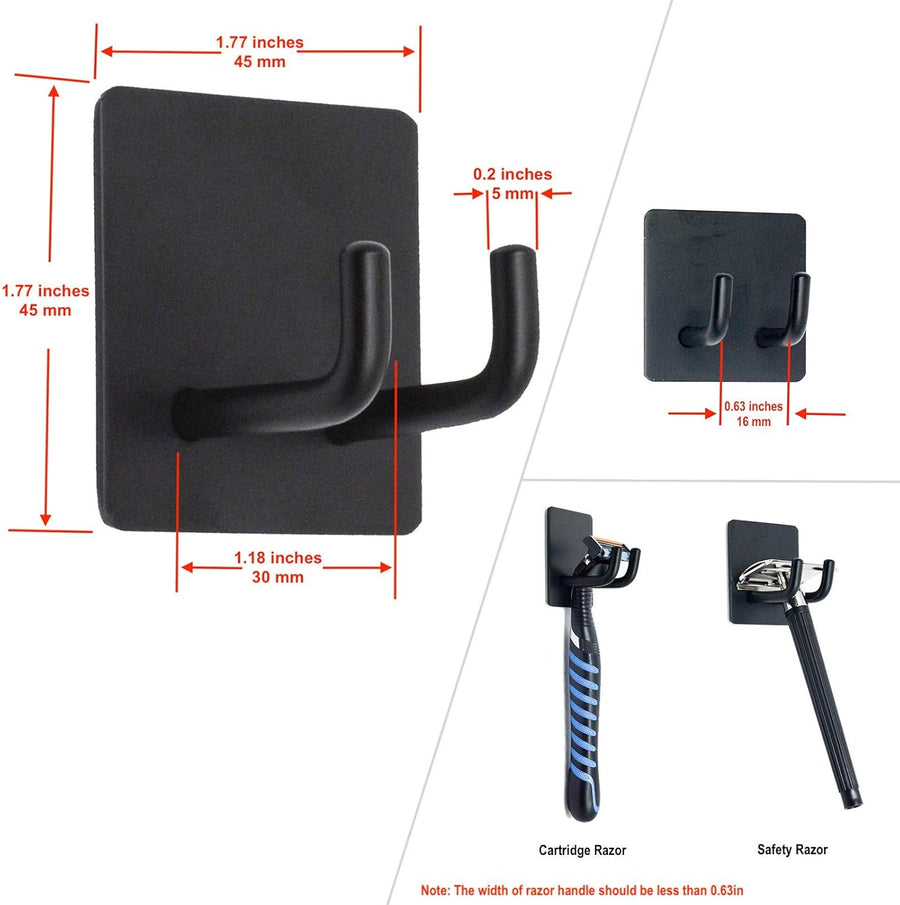 2 Pack Black Stainless Steel Non-Slip Self-Adhesive Bathroom Towel Holders