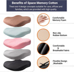 Memory Foam Car Seat Cushion 42x42x10cm Pink - Comfortable Support for Auto Seats