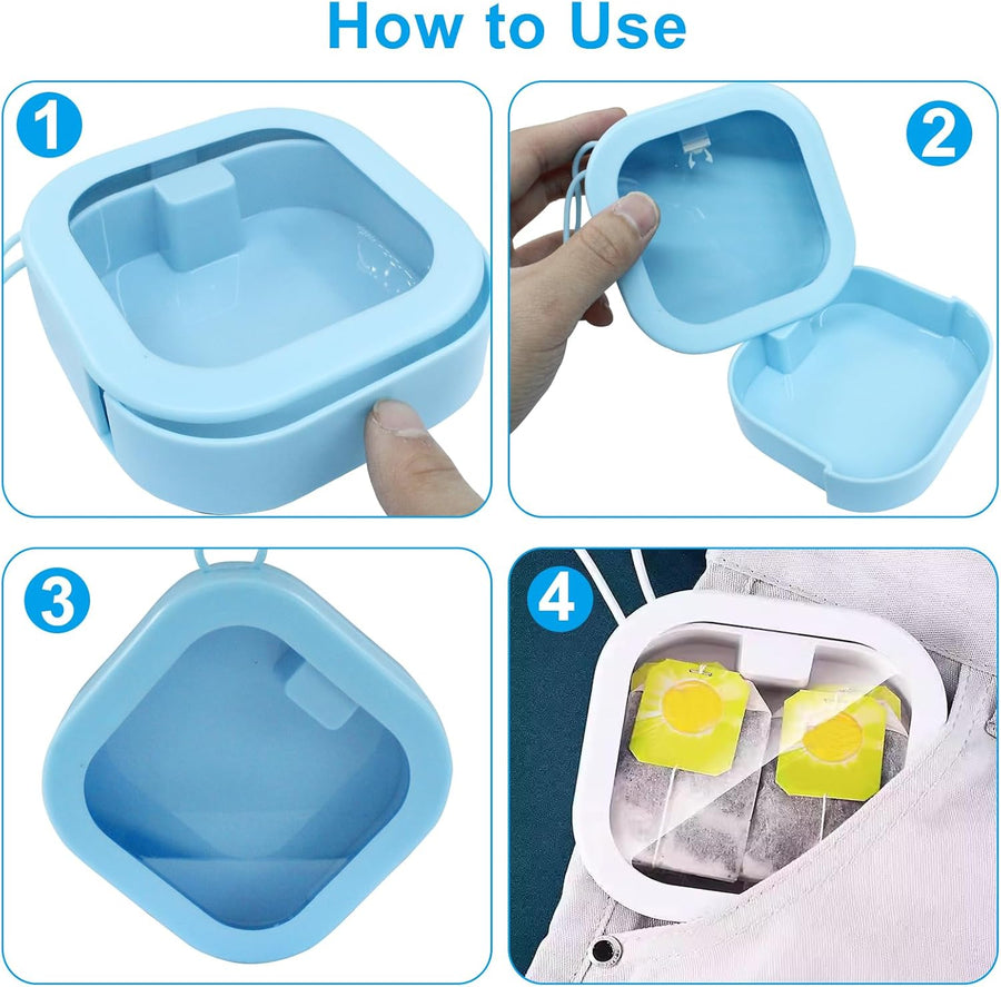 2 Piece Set Portable Blue and White Storage Boxes Stackable Travel Organizers for Small Hair Clips Jewelry Trimmer Accessories