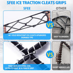 Anti-Slip Snow Shoes Covers Ice Grips Traction Cleats for Boots Shoes Size 38-43 2 Pairs