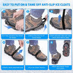 Anti-Slip Snow Shoes Covers Ice Grips Traction Cleats for Boots Shoes Size 38-43 2 Pairs