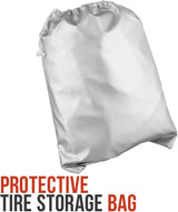 4-Piece Silver Waterproof Winter/Summer Car Tyre Covers - 73cm x 110cm