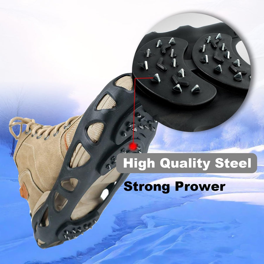 Anti-Slip Ice Spikes with 30 Teeth Strong Grip Size 41-46 Black 1 Pair