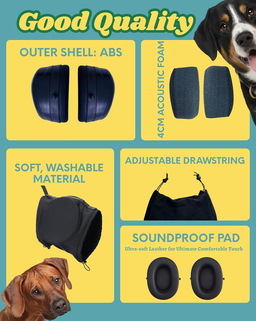 Dog Ear Muffs Soundproof Noise Reduction Ear Protection Warm L Black 1 Piece
