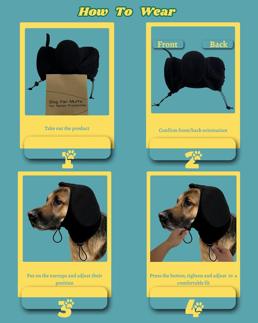 Dog Ear Muffs Soundproof Noise Reduction Ear Protection Warm L Black 1 Piece