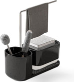 Kitchen Storage Rack with Sink Organizer and Dishcloth Holder - Black