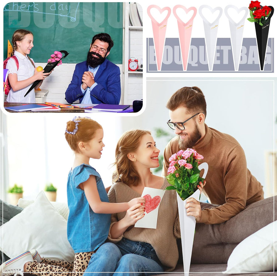 Flower Wrapping Paper 46.5x18cm White Pink Black 30 Sheets Gift Bouquet Packaging
