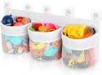 Bathroom Storage Bag with Three Compartments - Bath Toy Organizer - 23.8x9.8x4.7 Inch - White