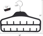 Clothing Closet Organizer with 11 Non-Slip Hooks 360° Rotatable Black