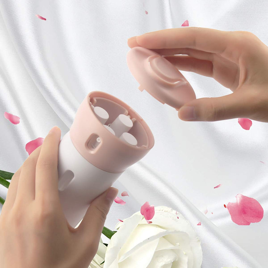 2 Pack 4-in-1 Travel Size Refillable Bottles for Shampoo & Lotion Leakproof Compact Toiletry Containers for Hand Luggage