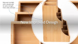 Vertical Bamboo Tea Bag Organizer Holds 180 Tea Bags Space Saving Sustainable Wooden Display for Kitchen Office Café - Front View