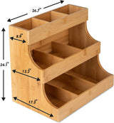 Vertical Bamboo Tea Bag Organizer Holds 180 Tea Bags Space Saving Sustainable Wooden Display for Kitchen Office Café - Top-Down View