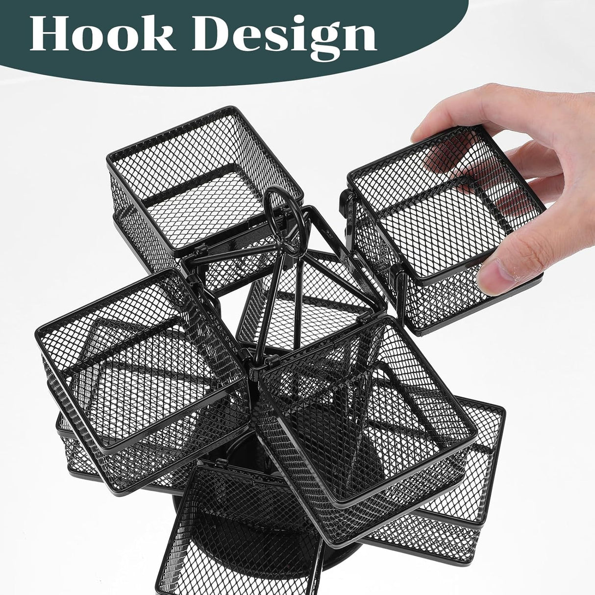 Rotating Tea Bag Organizer for 96 Sachets - Black Metal Revolving Tea Storage Holder - Luxury Kitchen & Office Gift