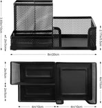 Black 3 Compartment Metal Mesh Pen Holder Desk Organizer for Office and Home Work - 1 Piece