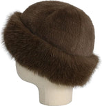 Fluffy Faux Fur Winter Hat - Soft Plush Warm Cold Weather Accessory - Brown