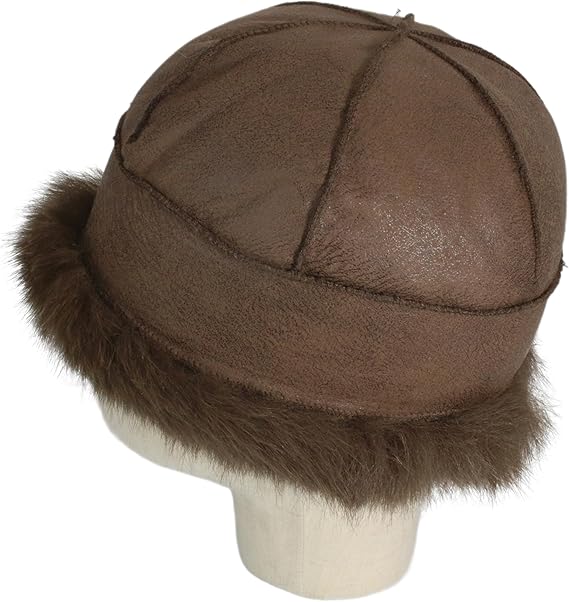 Fluffy Faux Fur Winter Hat - Soft Plush Warm Cold Weather Accessory - Brown
