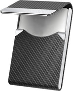 Men's PU Leather and Stainless Steel Magnetic Closure Credit Card Holder Luxury Business Card Case Black