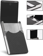 Men's PU Leather and Stainless Steel Magnetic Closure Credit Card Holder Luxury Business Card Case Black