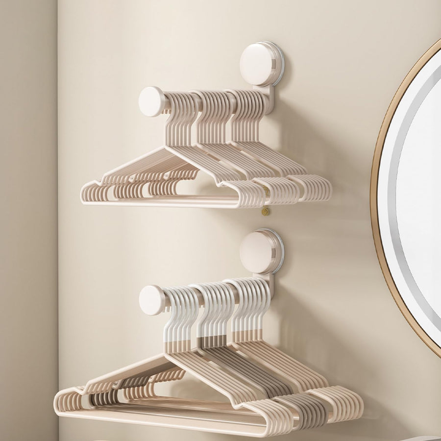 2 Pack Telescopic Rod Suction Cup Hanger Holder Wall Mounted Clothes Organizer