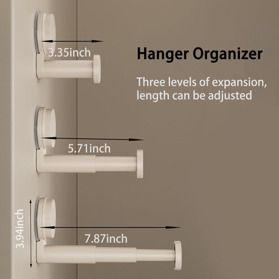 2 Pack Telescopic Rod Suction Cup Hanger Holder Wall Mounted Clothes Organizer