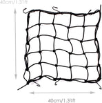 2 Pack 40x40cm Elastic Motorcycle Cargo Net with 6 Anti-Scratch Hooks for Scooter Helmet Storage - Black
