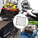 2 Pack 40x40cm Elastic Motorcycle Cargo Net with 6 Anti-Scratch Hooks for Scooter Helmet Storage - Black