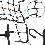 2 Pack 40x40cm Elastic Motorcycle Cargo Net with 6 Anti-Scratch Hooks for Scooter Helmet Storage - Black
