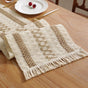 Boho Style Cotton Linen Table Runner 30x180cm Brush Design Durable Brown