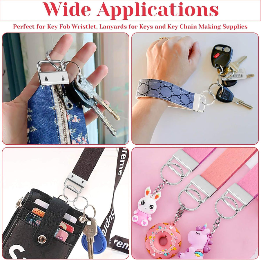 50 Pack 25mm Metal Keychain with Ring & Pliers - DIY Keychain Making Kit - Silver