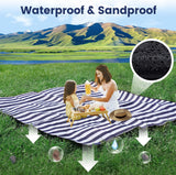 200x200cm Picnic Blanket Waterproof Sandproof Foldable for 6-8 People 3 Layers Ideal for Beach Park Camping - Top-Down View
