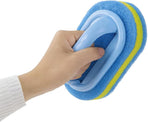 Blue Cleaning Brush with Handle Powerful Scrubber for Tiles Grout Bathroom Ergonomic Grip 14x9x7cm
