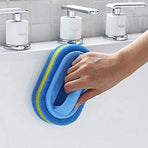 Blue Cleaning Brush with Handle Powerful Scrubber for Tiles Grout Bathroom Ergonomic Grip 14x9x7cm