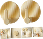 Self-Adhesive Wall Hooks 4 Pack Striped Design Beige for Bathroom Kitchen Bedroom