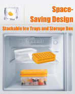 Ice Cube Tray with Lid&Bin, Ice Cube Mold with 56 Cubes, Stackable Ice Trays for Freezer with Easy-Release Silicone Bottom, for Drinks, Coffee, cocktail