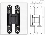 7 Inch Invisible Hinges - Black Pack of 2 (2 Count) - Modern Style - Metallic Finish - Zinc & Aluminum Alloy - 180 Degree Swing - 3D Adjustable Butt Hinge