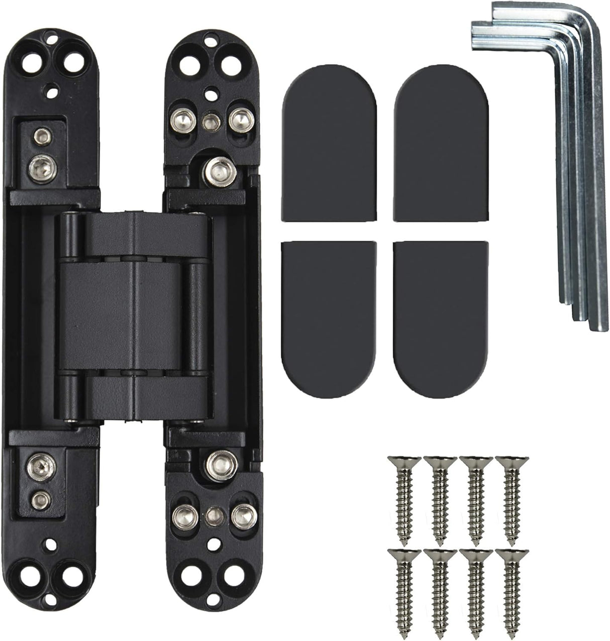 7 Inch Invisible Hinges - Black Pack of 2 (2 Count) - Modern Style - Metallic Finish - Zinc & Aluminum Alloy - 180 Degree Swing - 3D Adjustable Butt Hinge
