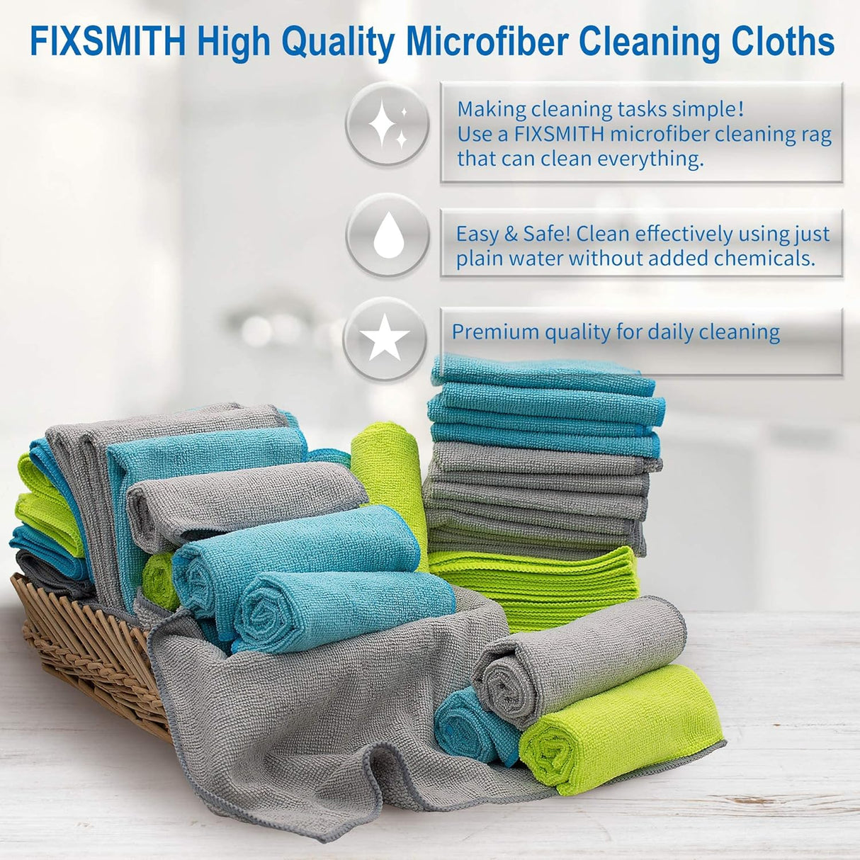 Microfiber Cleaning Cloth - Pack of 50, Multi-Functional Towels, Size: 12 x 16 in& Microfiber Cleaning Cloth Bulk, 100 Pack Shop Towels