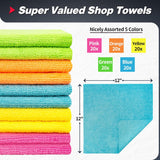Microfiber Cleaning Cloth - Pack of 50, Multi-Functional Towels, Size: 12 x 16 in& Microfiber Cleaning Cloth Bulk, 100 Pack Shop Towels - 45-Degree Angle