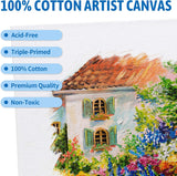 Painting Canvas Panel Boards - 5x7 Inch Art Canvas,24 Pack with 12x16 Inch Canvas Board Super Value 12 Pack,100% Cotton,Primed Canvas Panel,Acid Free,Artist Canvas Boards - Top-Down View